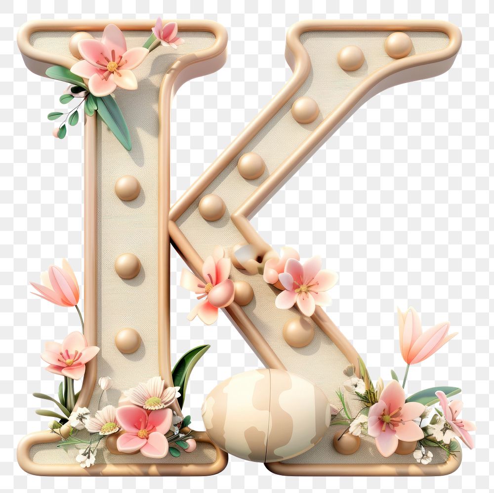PNG Easter letter K alphabet plant text.