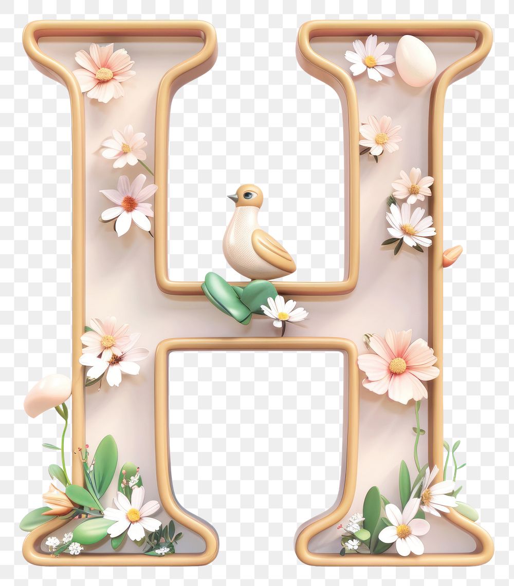 PNG Easter letter H celebration cartoon number.