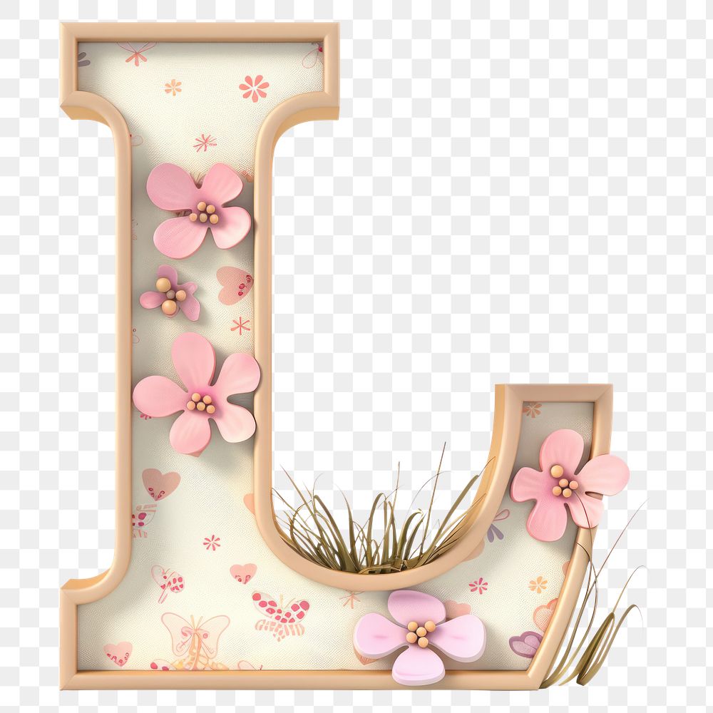 PNG Easter letter L flower plant text.