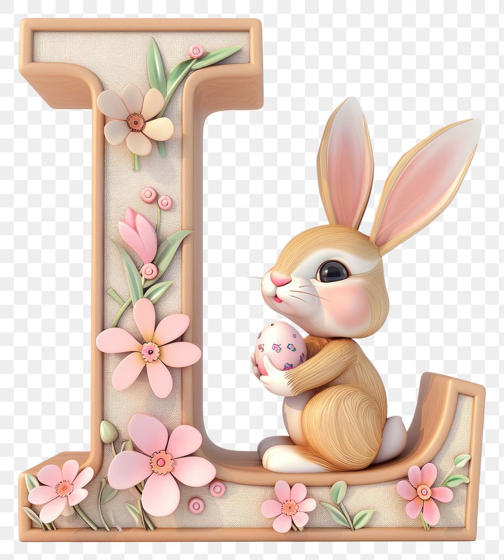 PNG Easter letter L easter cute white background.