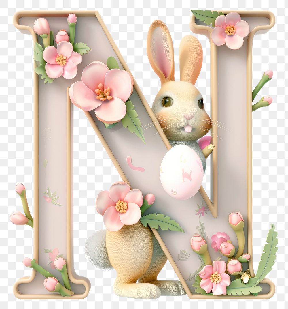PNG Easter letter N easter white background representation.
