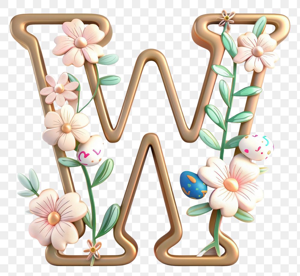 PNG Easter letter W alphabet text white background.
