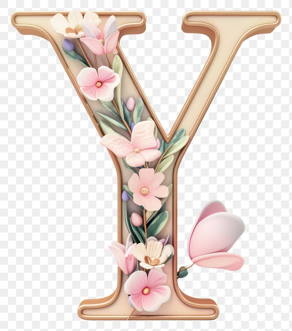 PNG Easter letter Y alphabet flower white background.