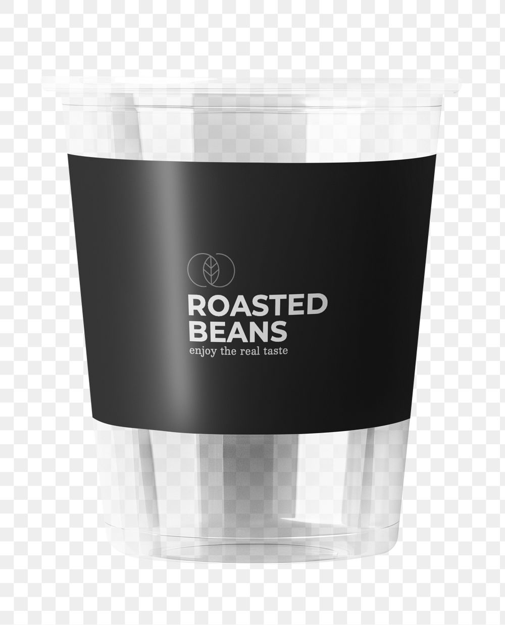 Plastic cup with black sleeve png, transparent background