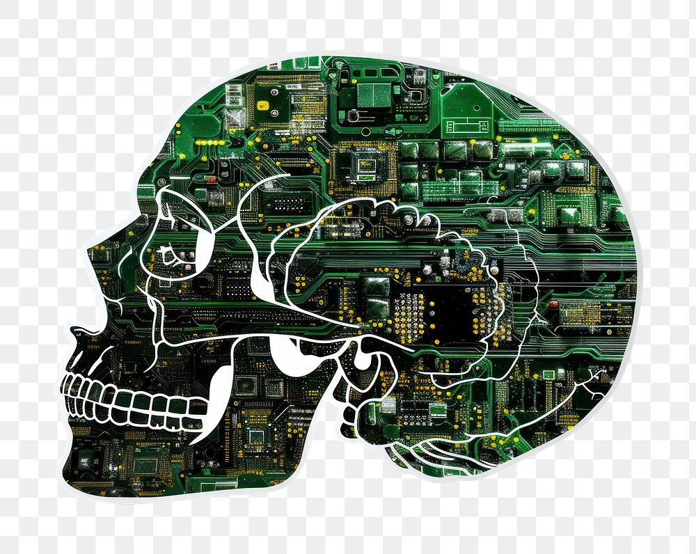 PNG Ai sticker skull electronics technology computer.