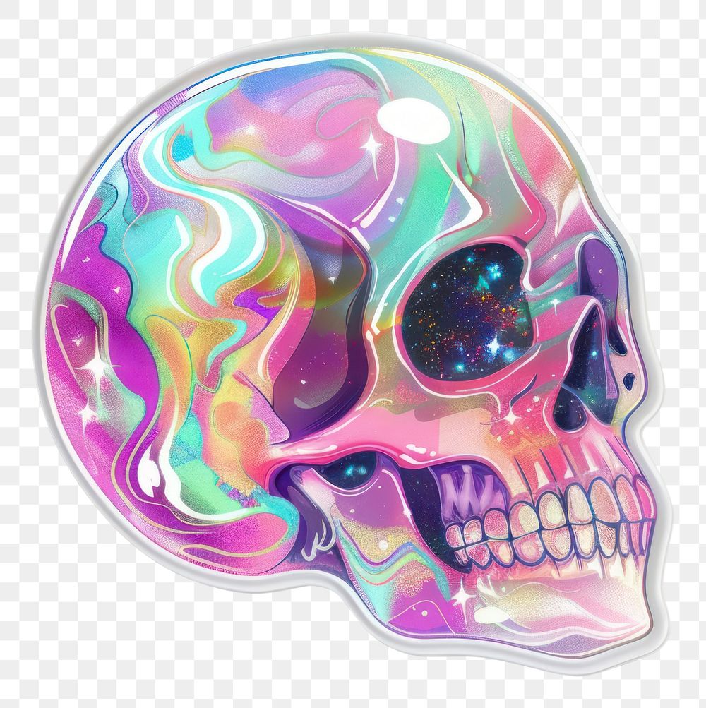 PNG Ai sticker skull art representation accessories.