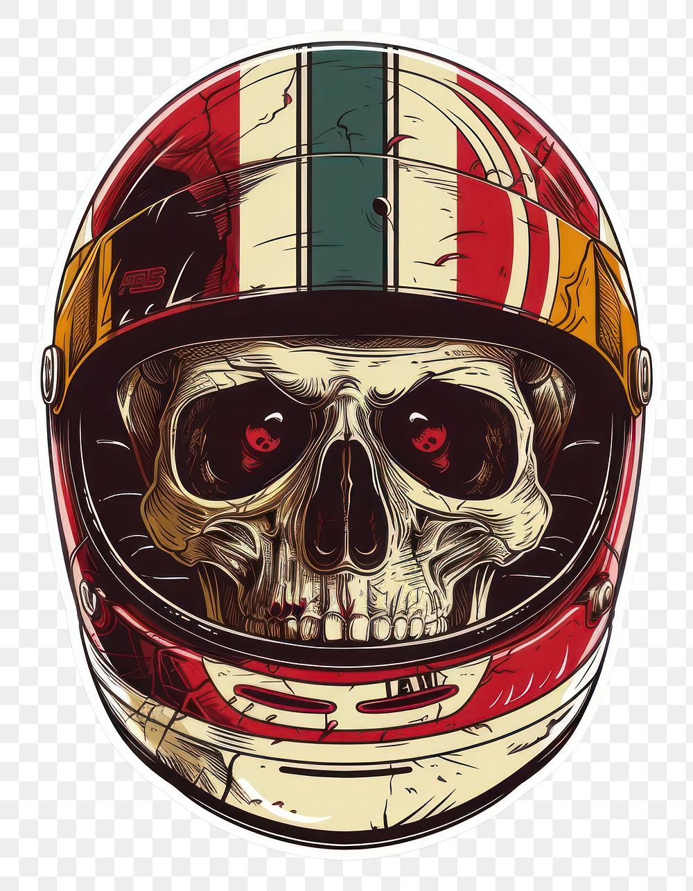 PNG Racing sticker skull helmet headwear headgear.