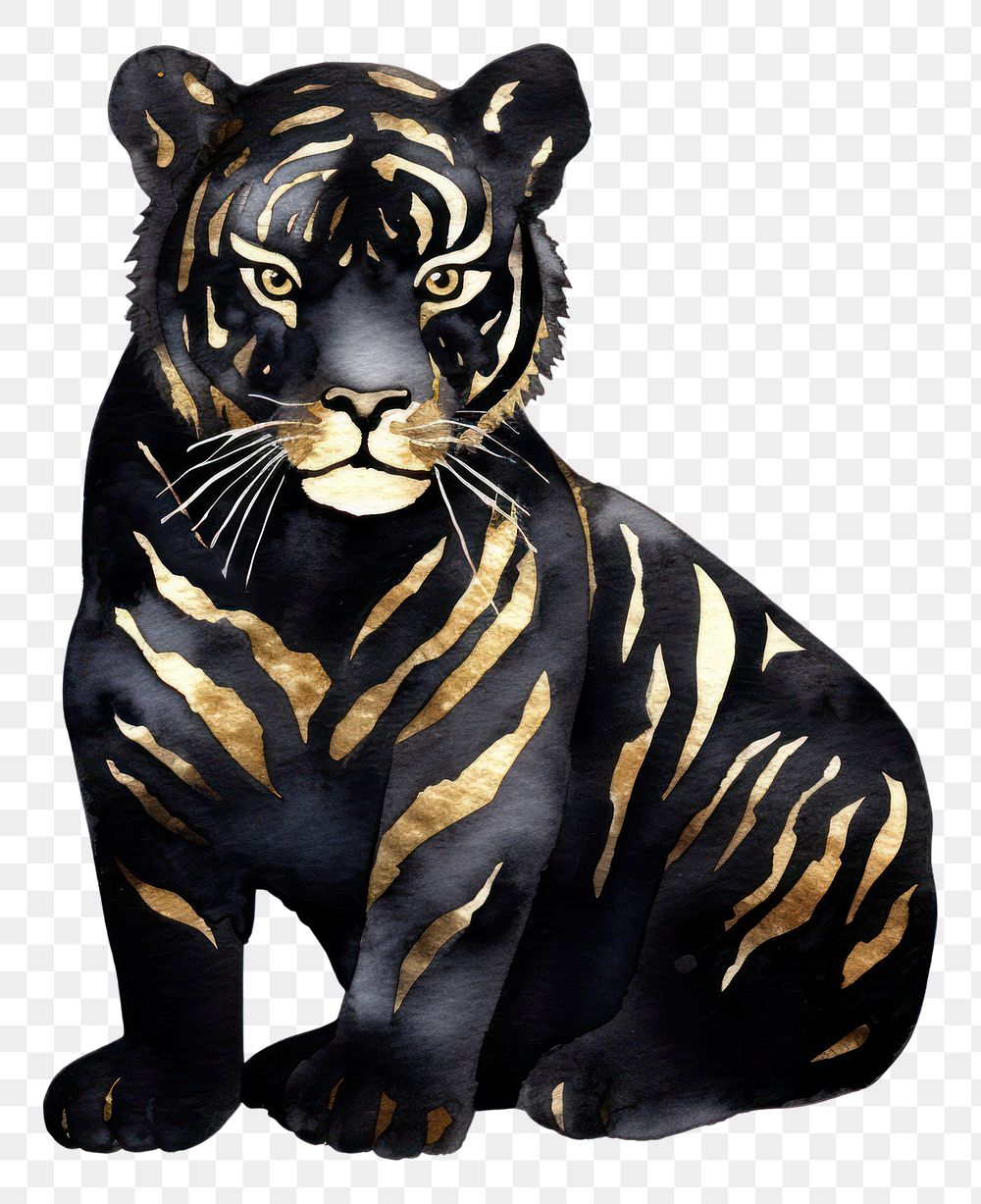 PNG Black color cute tiger wildlife leopard animal.