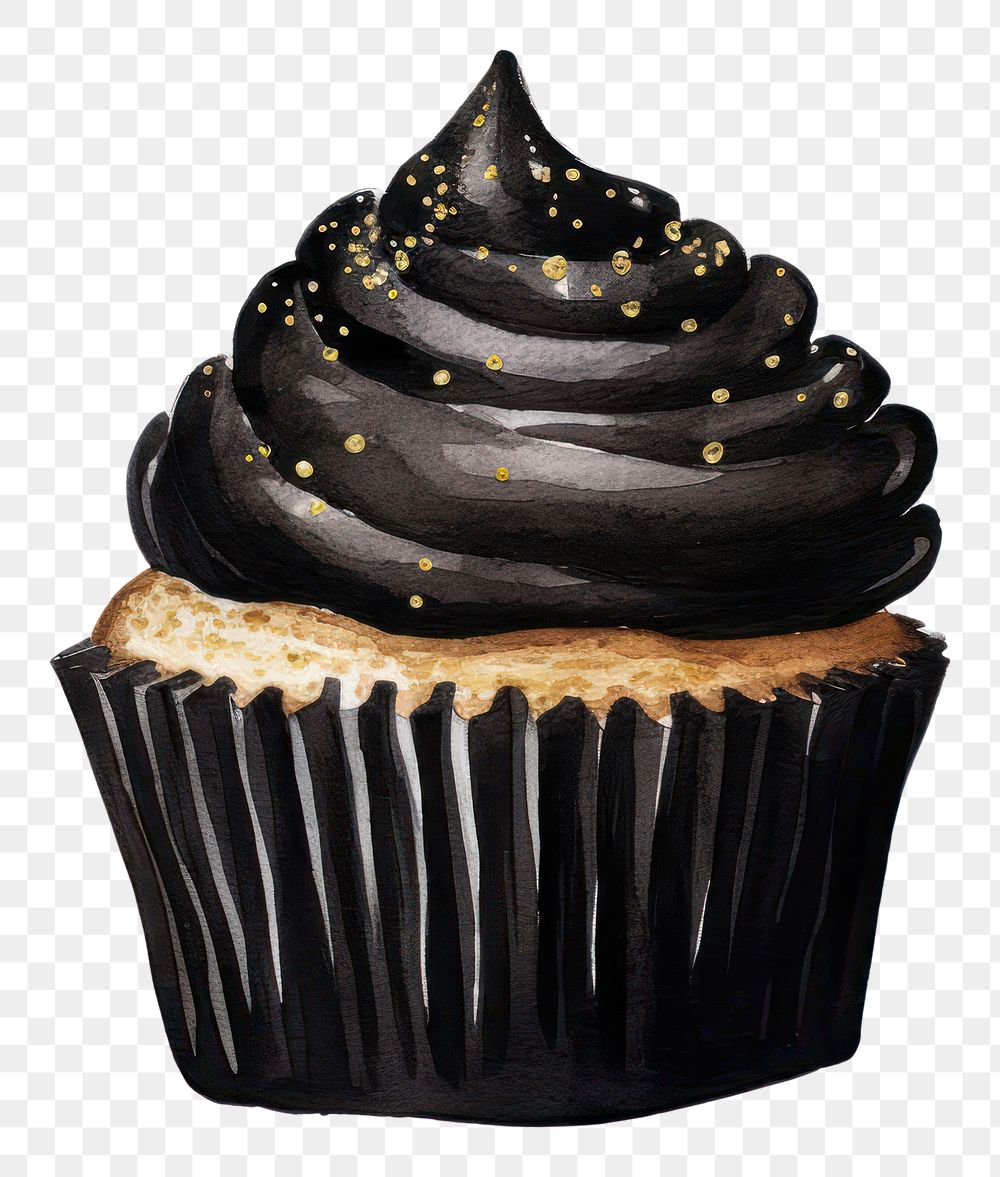 PNG Black color cupcake dessert icing food.