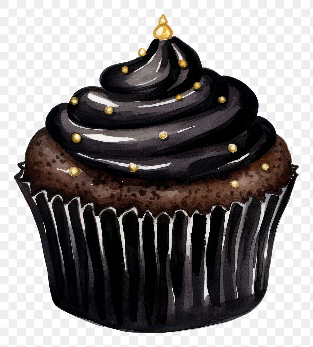 PNG Black color cupcake dessert icing cream.