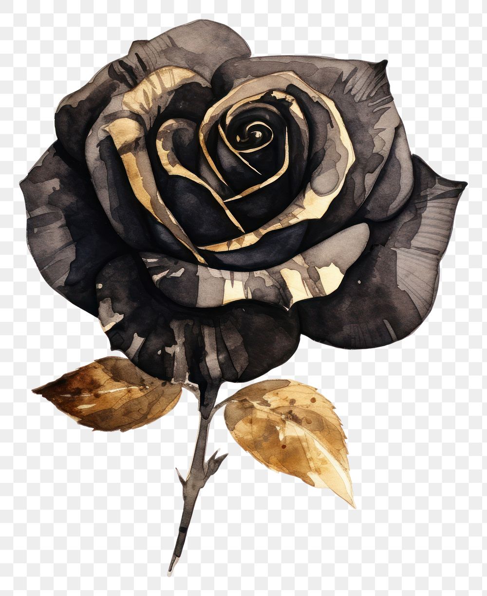 PNG Black color rose flower plant white background.