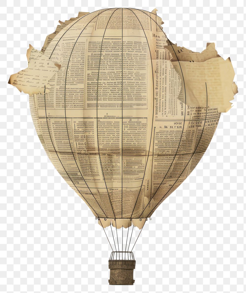 PNG Ephemera paper air balloon aircraft art transportation
