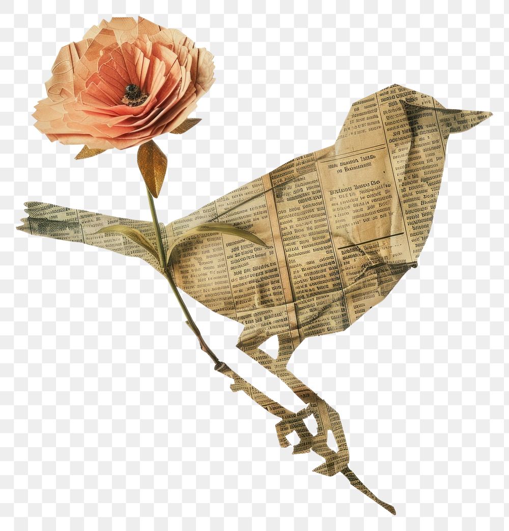 PNG Ephemera paper bird flower art animal
