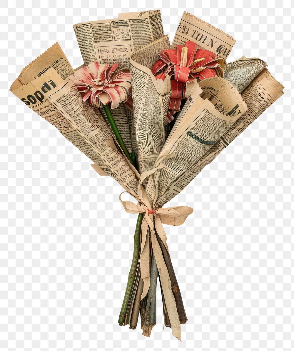PNG Ephemera paper bouquet newspaper flower plant