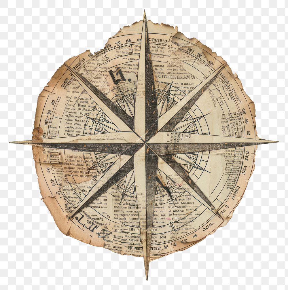 PNG Ephemera paper compass art sundial pattern