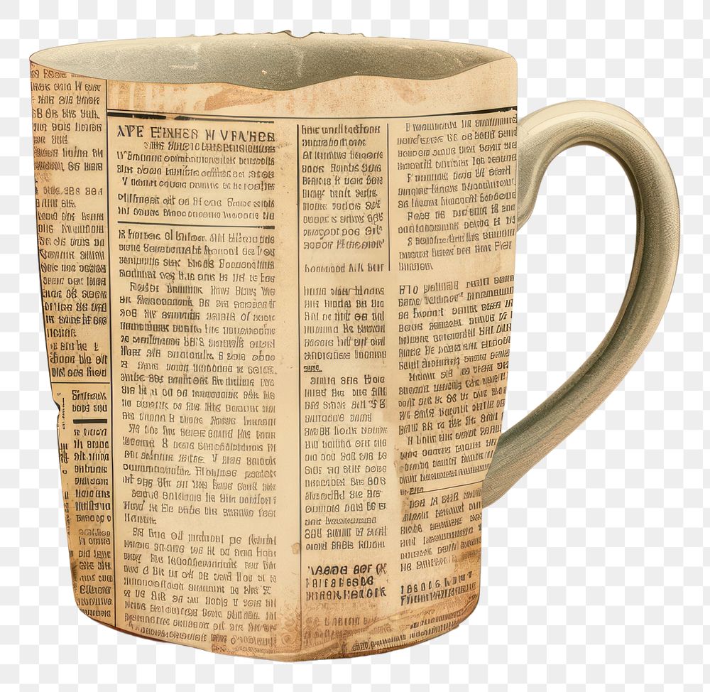 PNG Ephemera paper coffe mug newspaper page text.