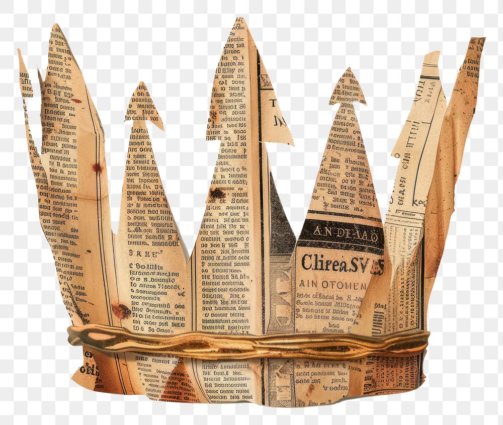 PNG Ephemera paper crown text art accessories