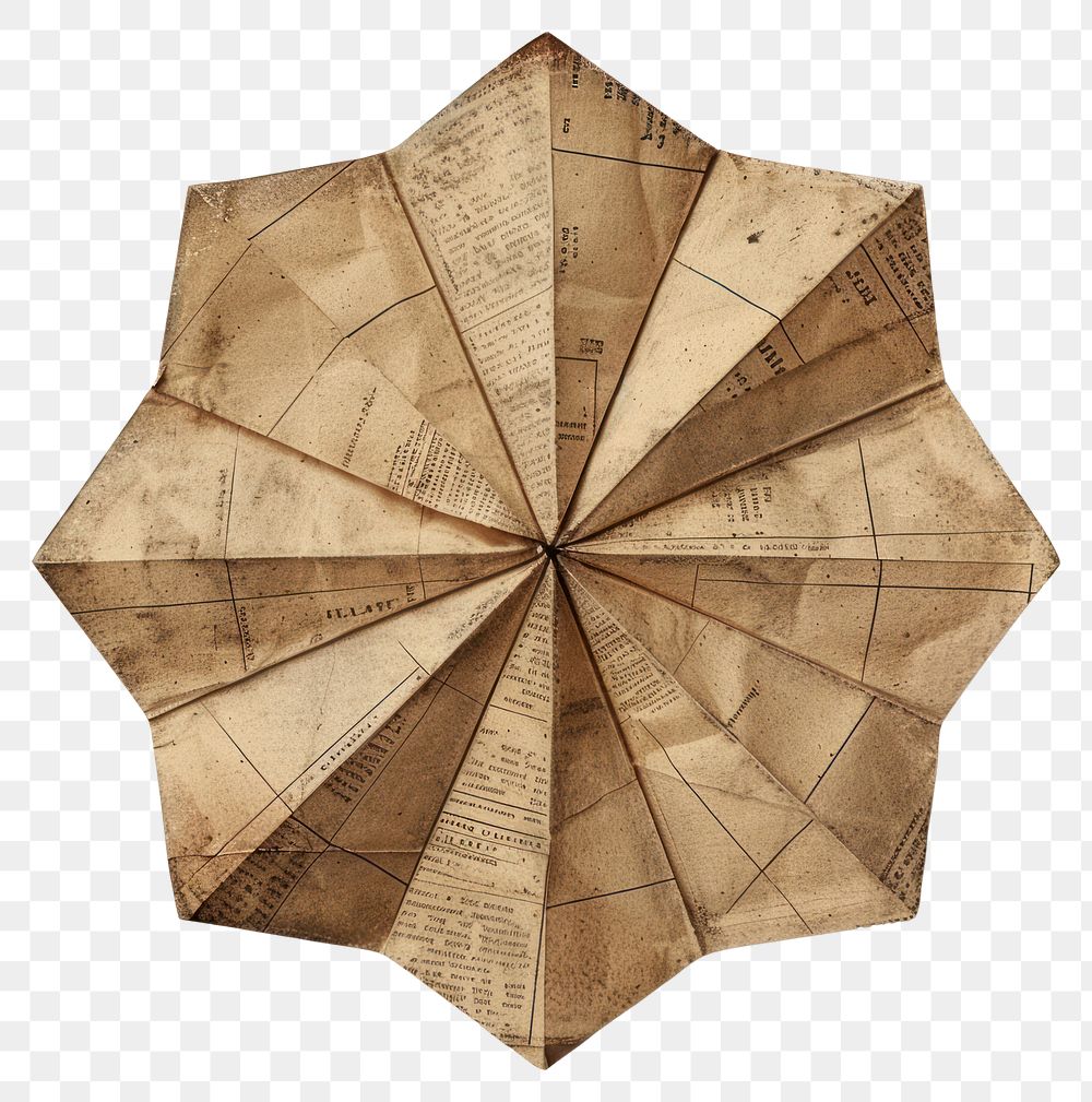 PNG Ephemera paper pentagon art origami leaf.