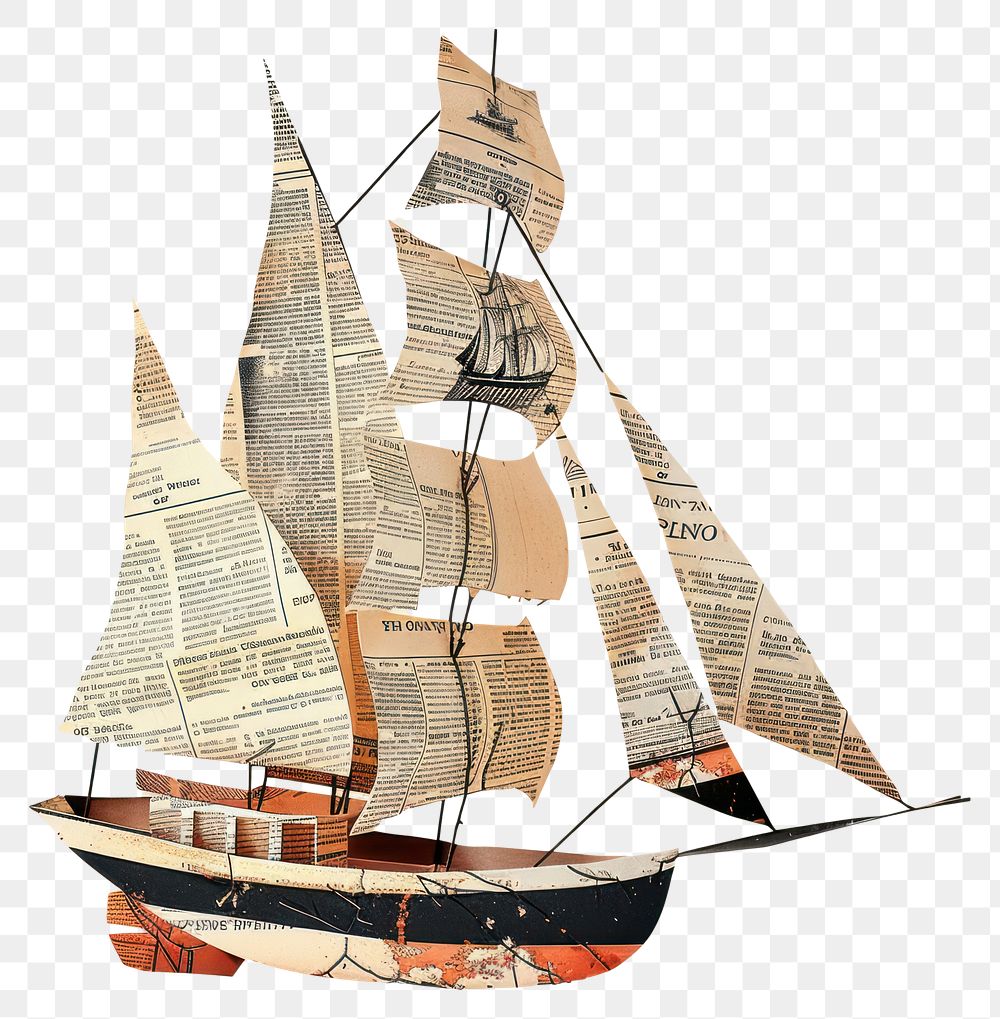 PNG Ephemera paper ship sailboat vehicle drawing