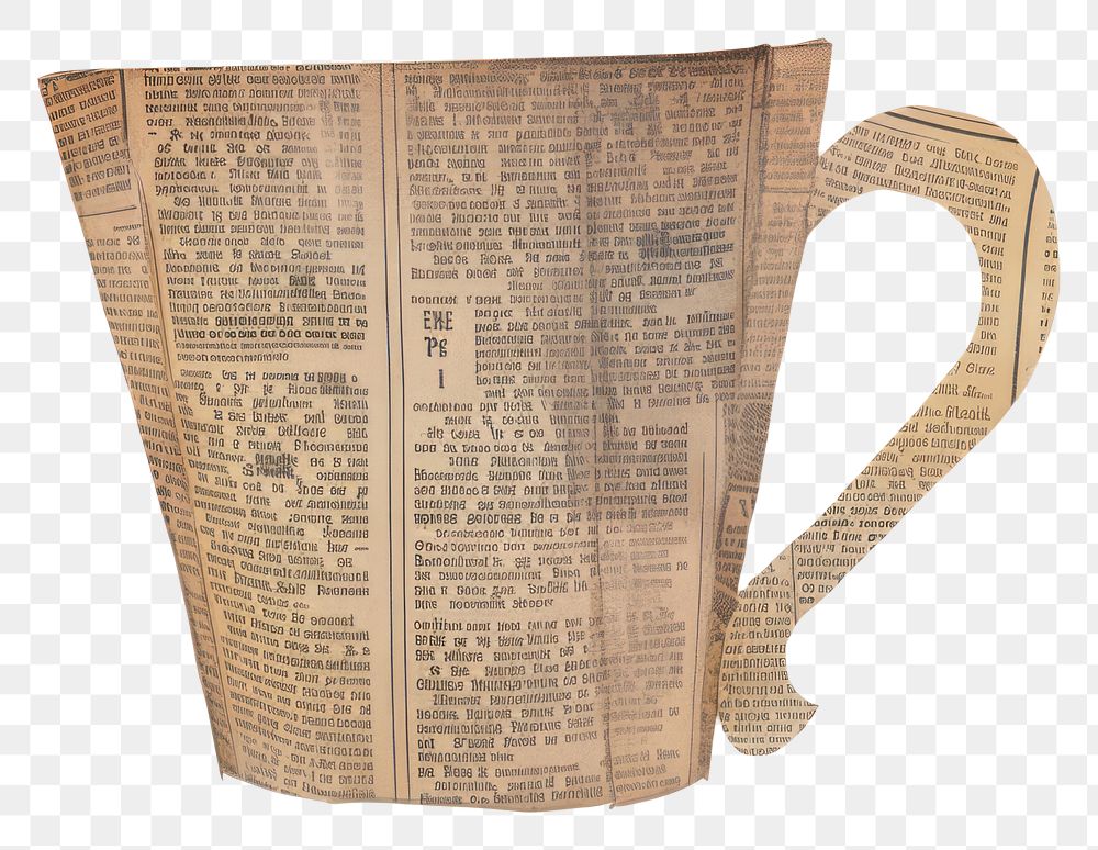 PNG Paper coffee cup newspaper page mug.