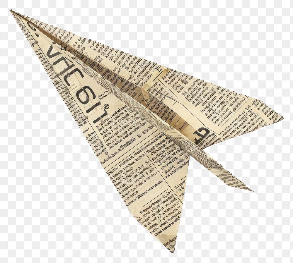 PNG Paper plane newspaper text art.