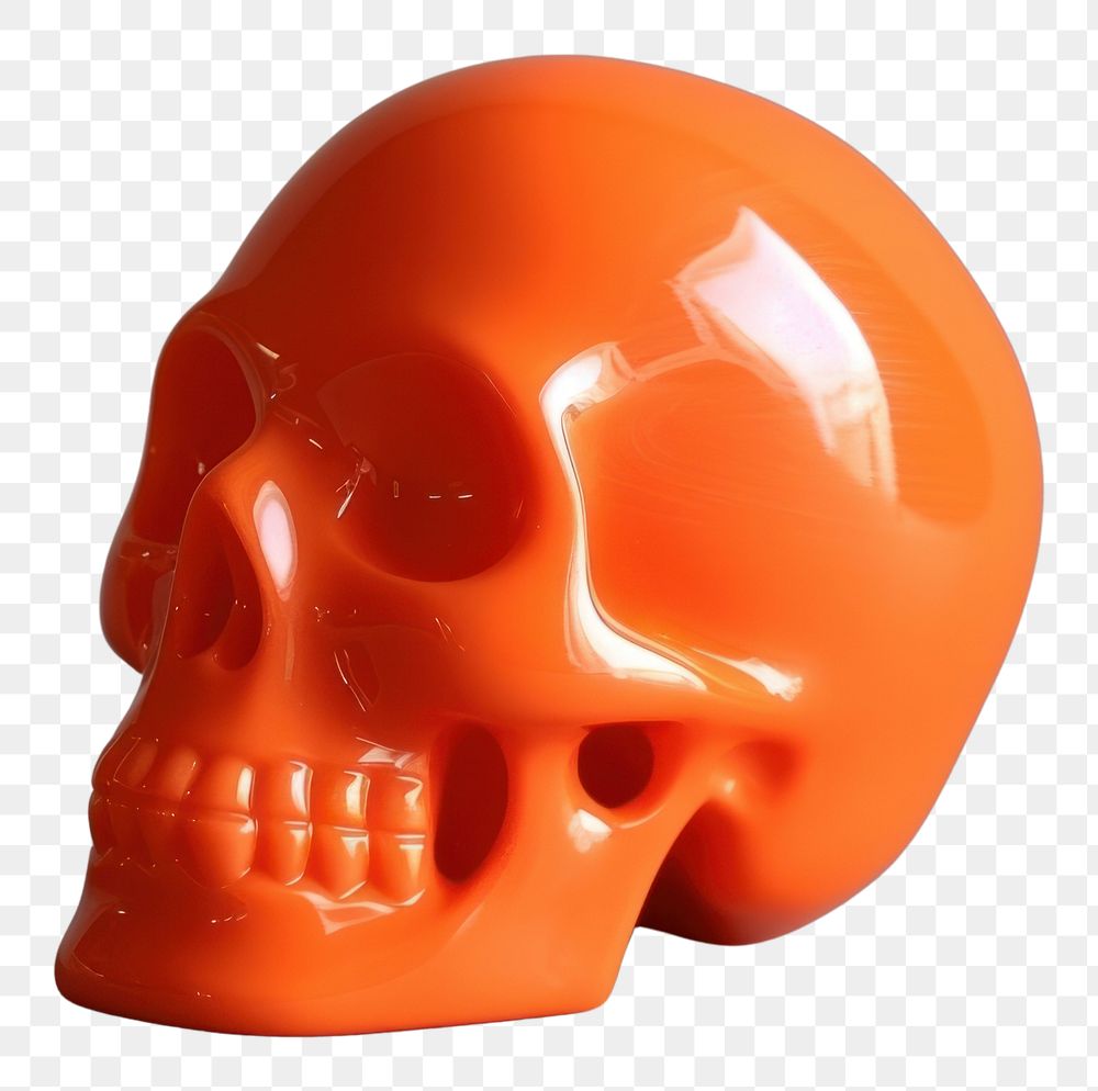 PNG Orange skull spooky helmet person.