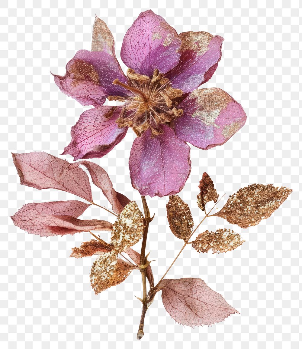 PNG Pink dried flower brooch plant leaf