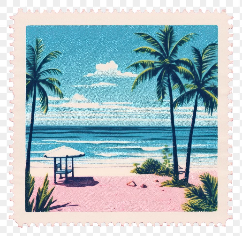 PNG  Beach with Risograph style outdoors nature plant.