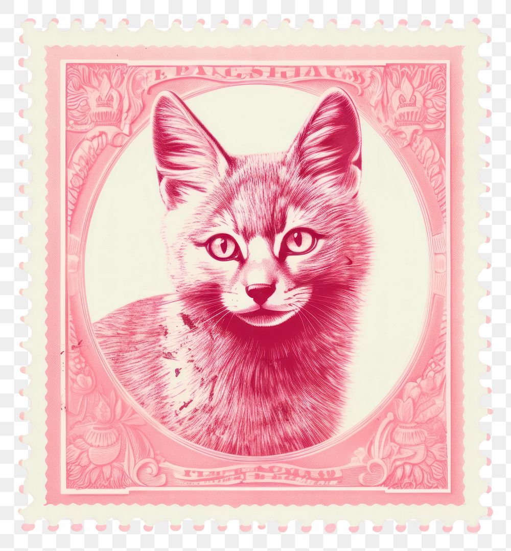 PNG  Cat with Risograph style animal mammal pink.