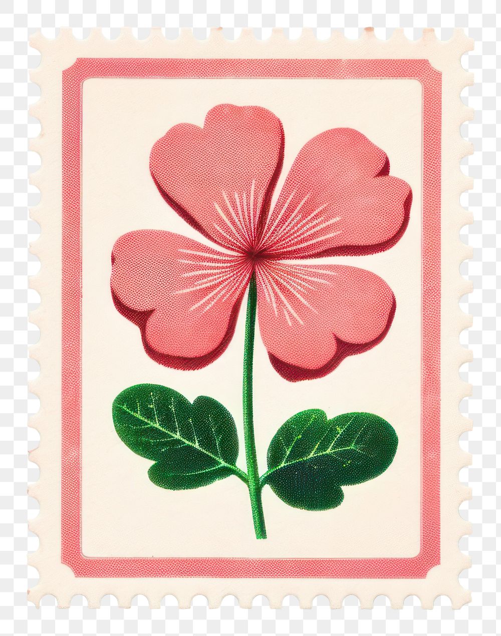 PNG  Clover with Risograph style flower plant petal.