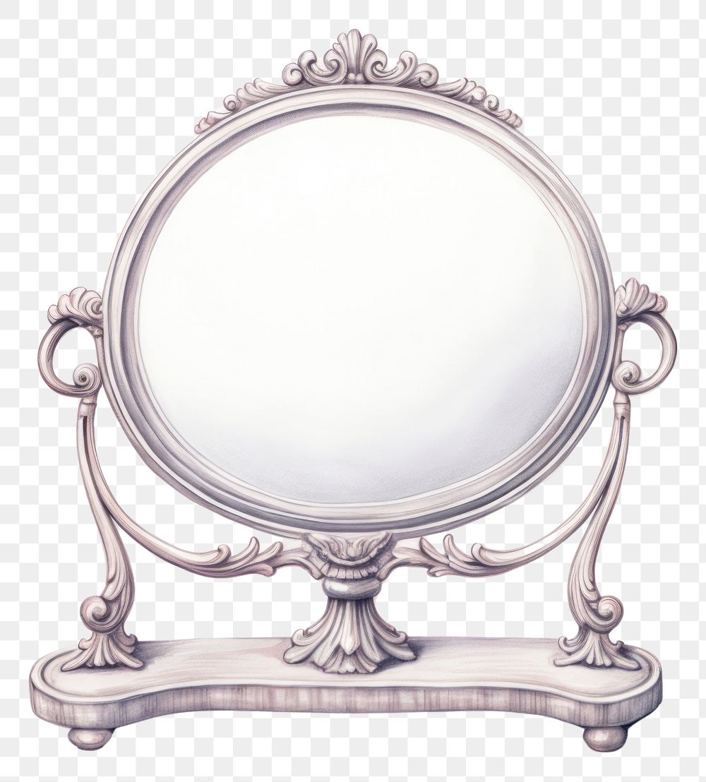 PNG Vintage bathroom mirror reflection white background dishware absence.