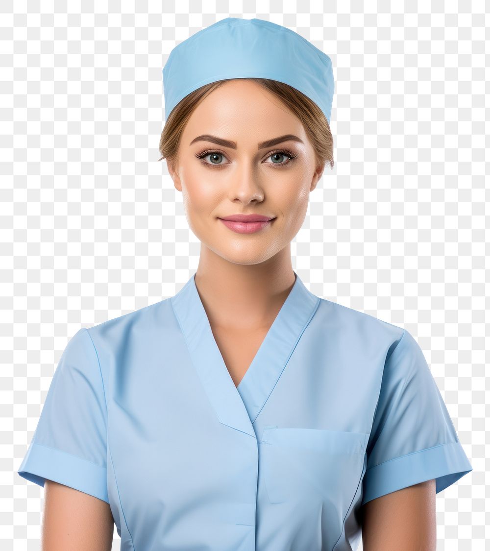 PNG Nurse portrait adult white background.