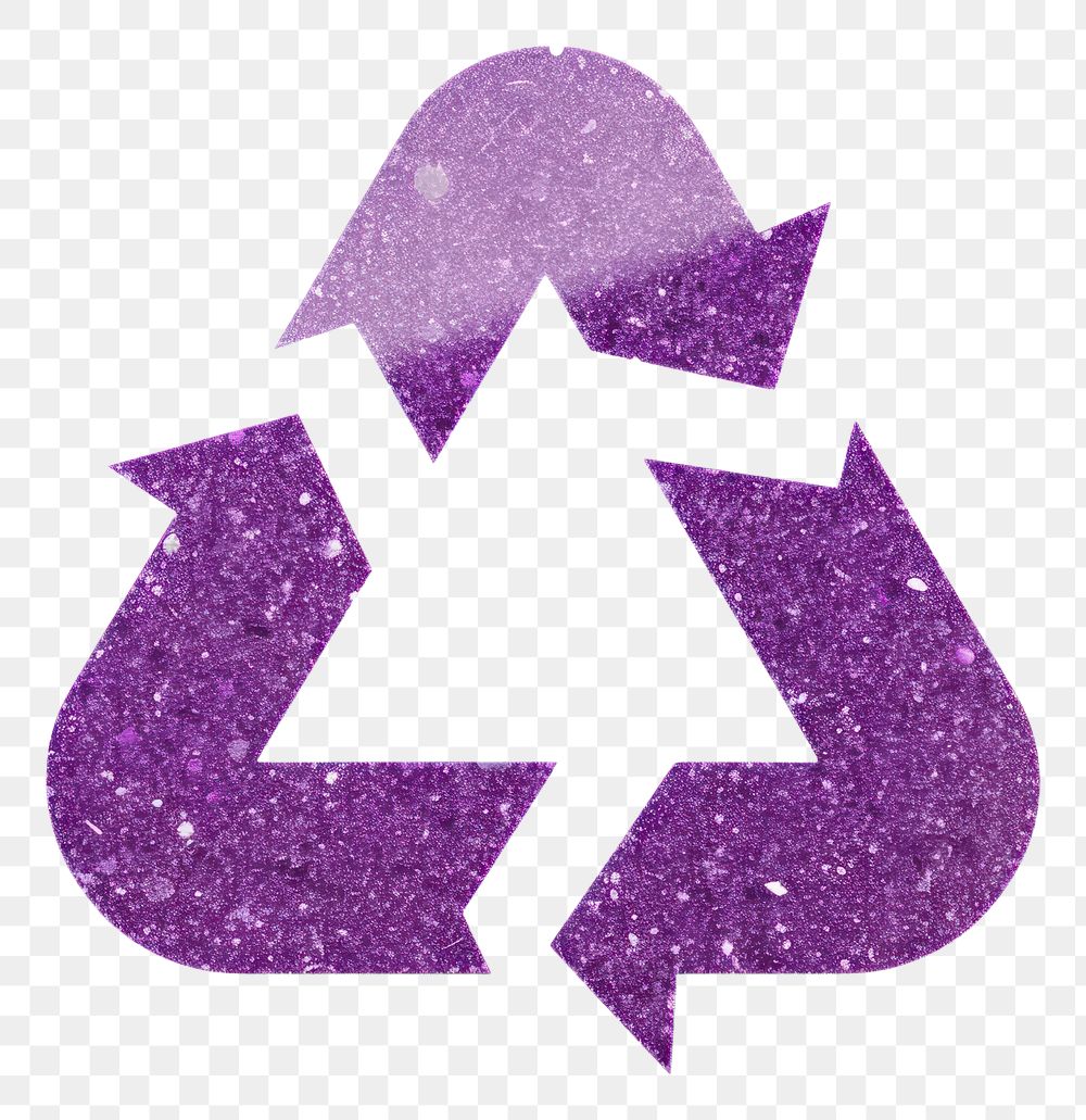 PNG Purple recycle icon glitter symbol shape.