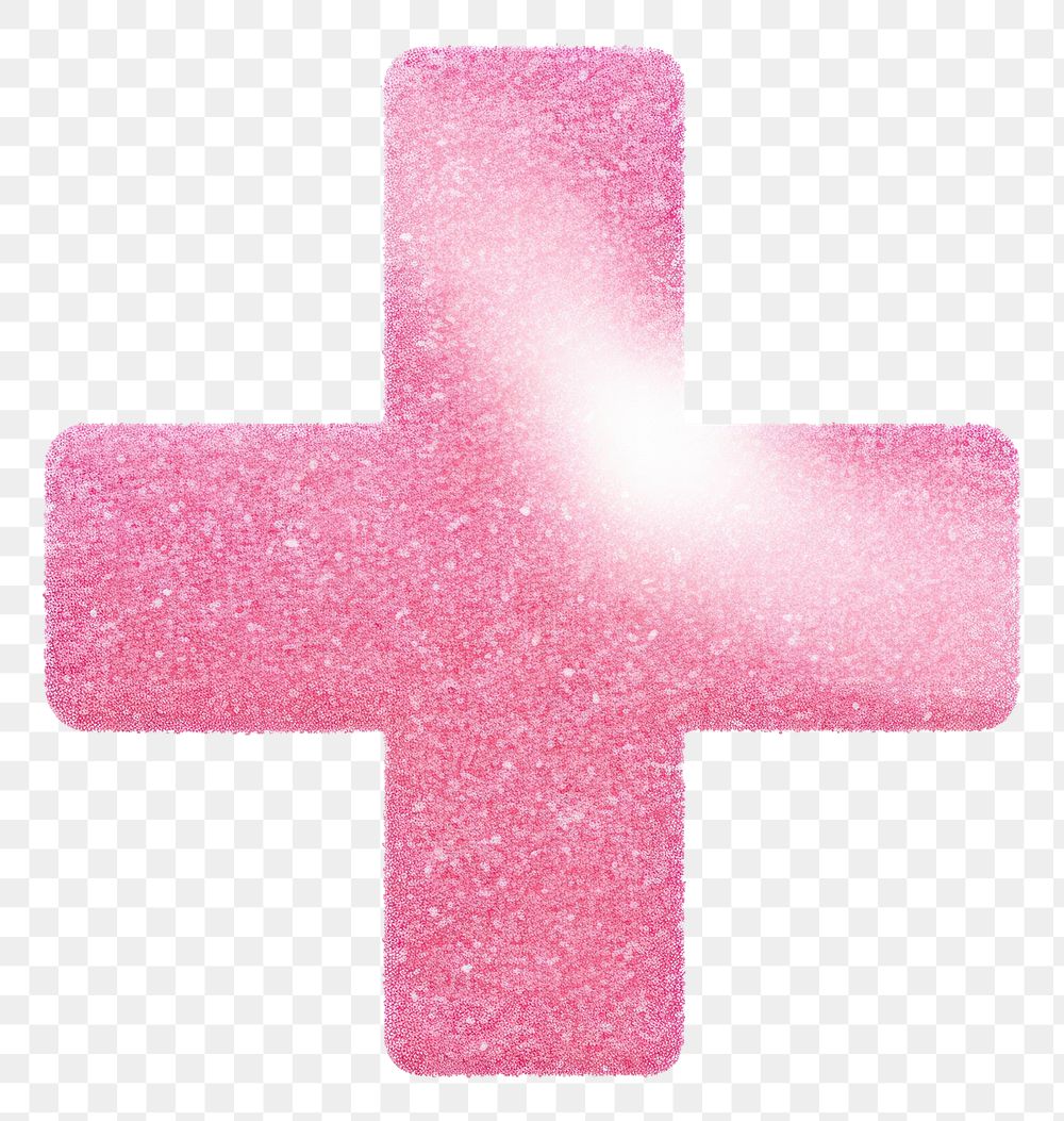 PNG Pink plus sign icon glitter symbol shape.