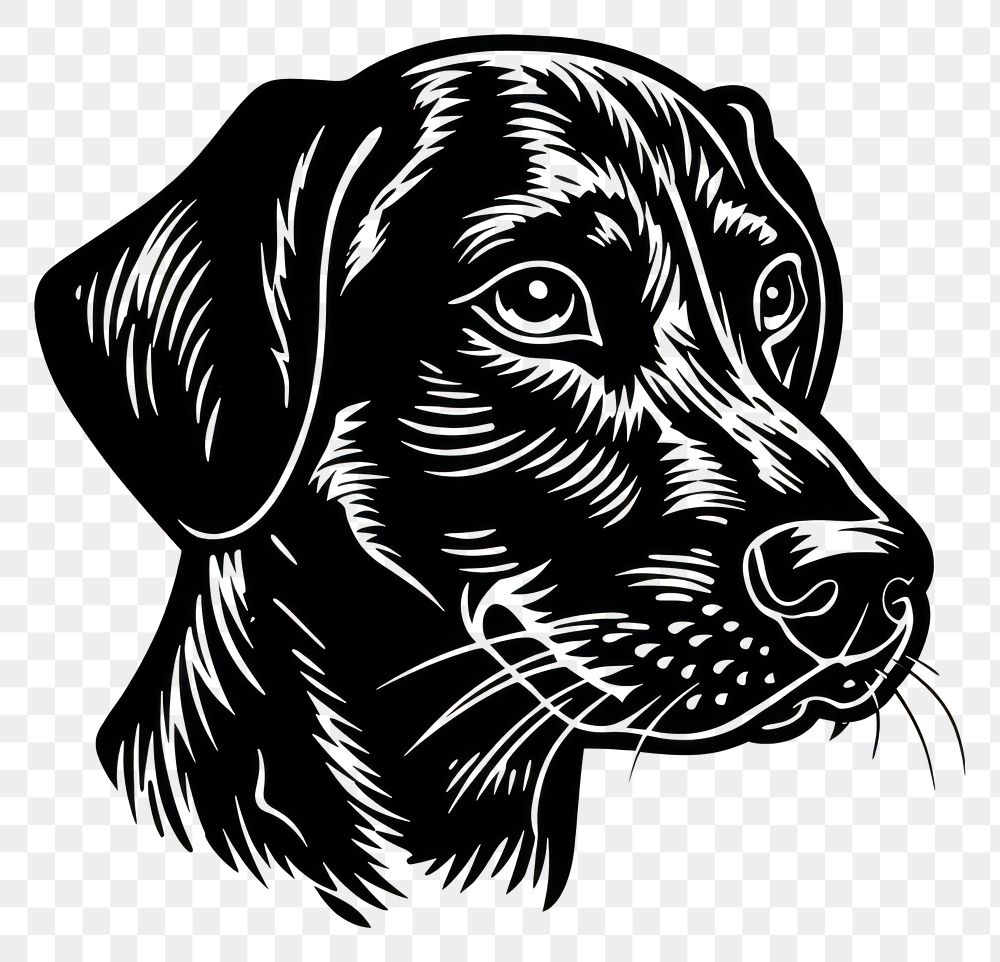 PNG A black dog old school hand poke tattoo style silhouette drawing animal.
