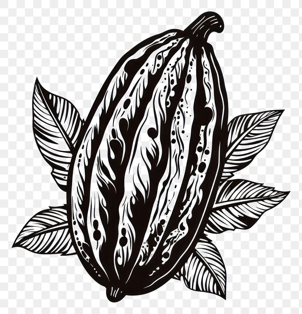 PNG A cacao pod in oldschool handpoke tattoo style food white background monochrome.