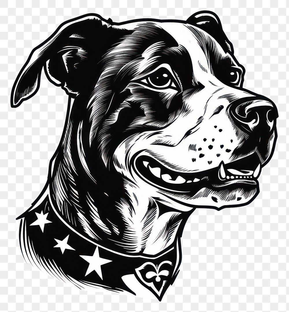 PNG A dog in tattoo flash illustration style drawing mammal animal.
