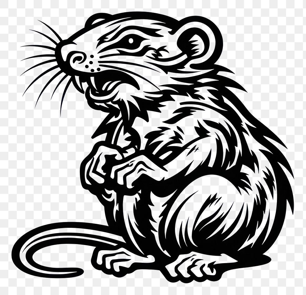 PNG A rat in oldschool handpoke tattoo style animal mammal rodent.
