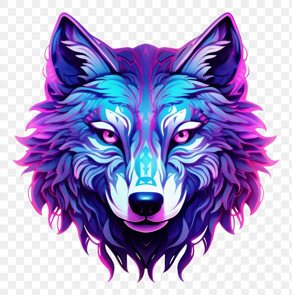 PNG Neon wolf animal mammal purple.