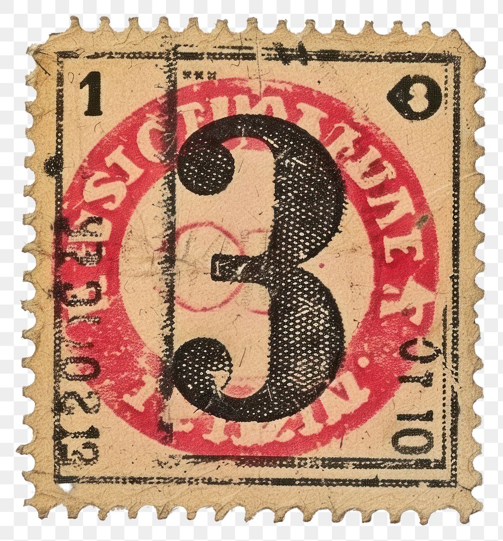 PNG Vintage postage stamp with number 3 text blackboard currency.