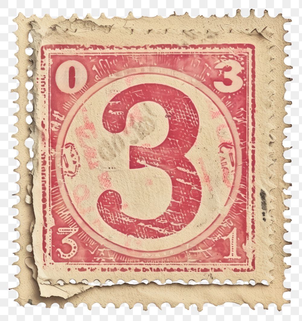 PNG Vintage postage stamp with number 3 text pattern dessert.