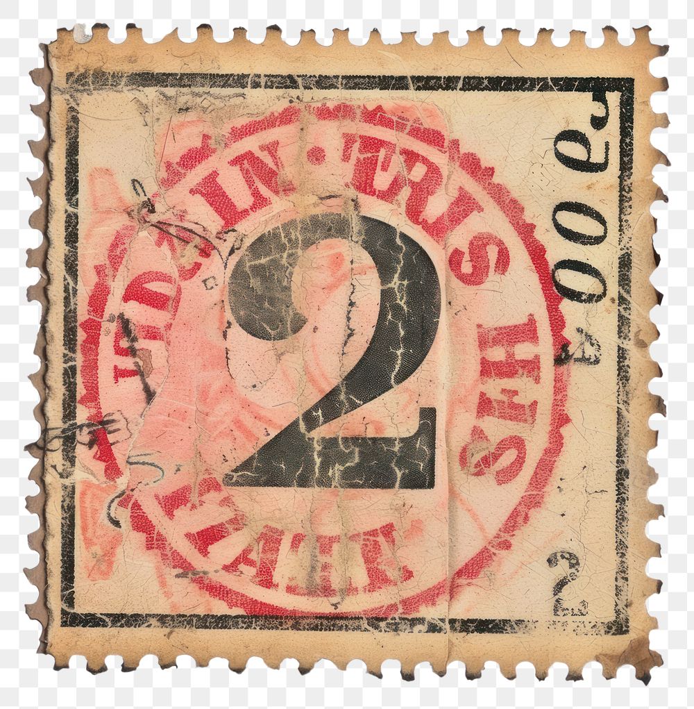 PNG Vintage postage stamp with number 2 text blackboard currency.