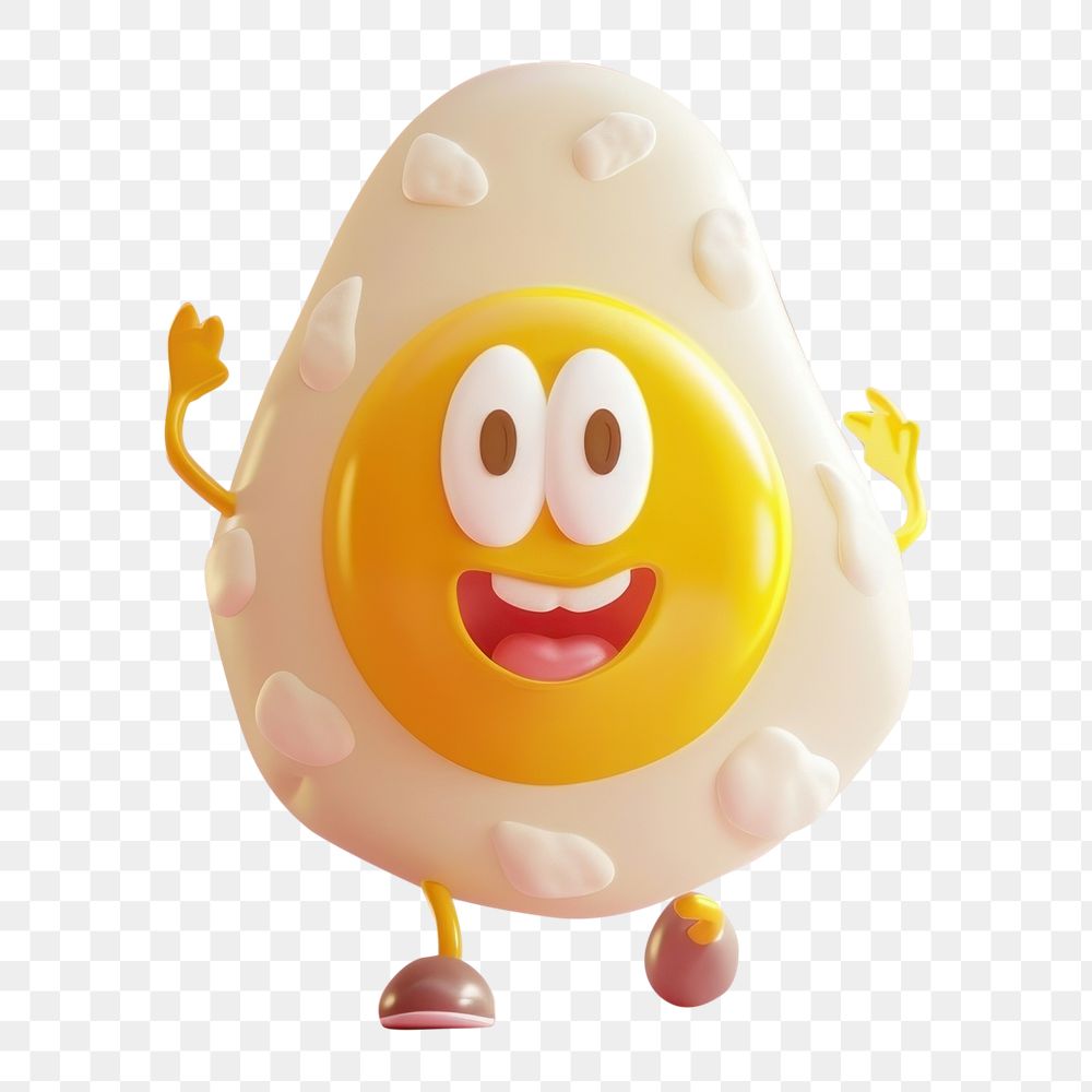 PNG 3d bacon and fried egg character cartoon toy anthropomorphic.