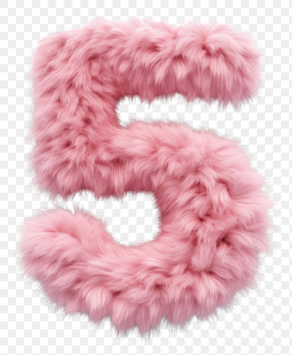 PNG  Fur letter 5 pink white background accessories.