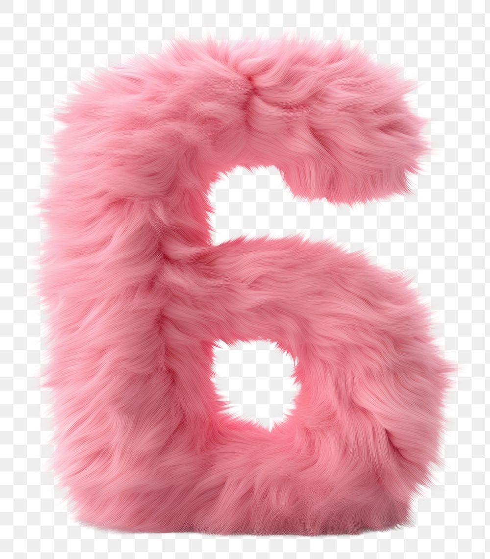 PNG  Fur letter 6 pink text white background