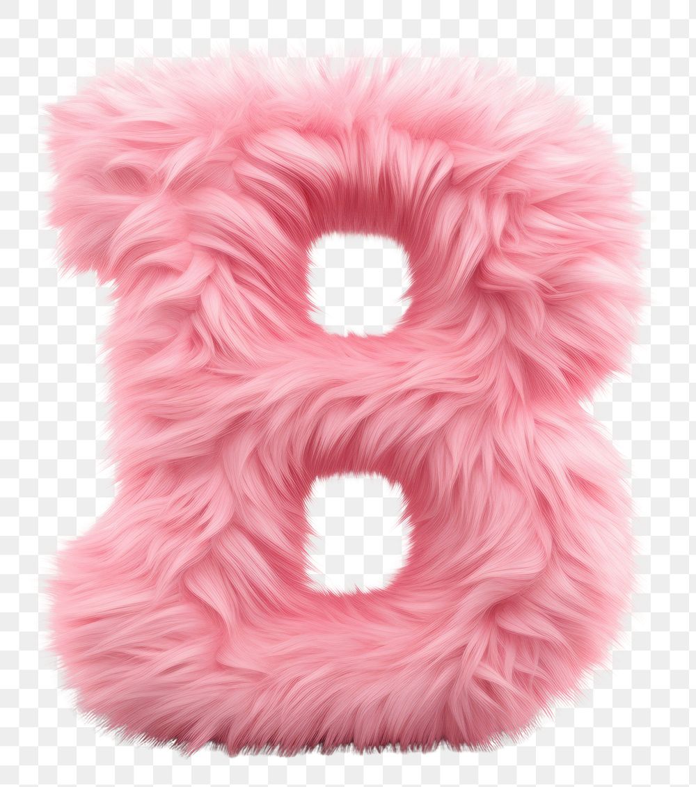 PNG  Fur letter B pink white background softness.