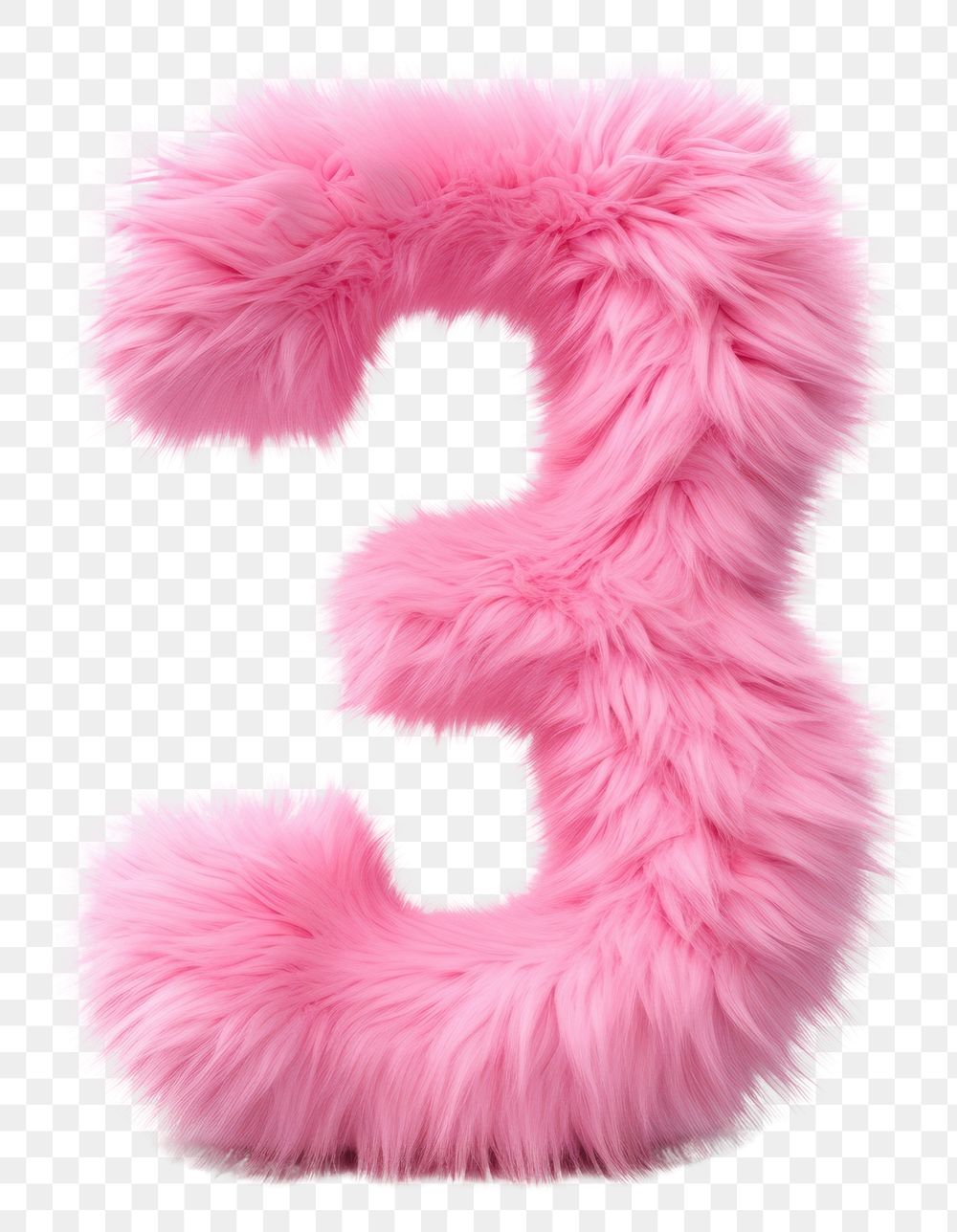 PNG  Fur letter 3 pink white background accessories