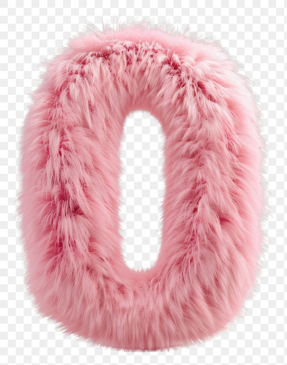 PNG  Fur letter 0 pink softness clothing.
