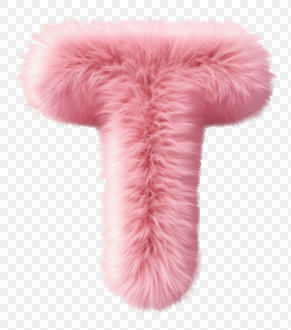PNG  Fur letter T pink white background softness.