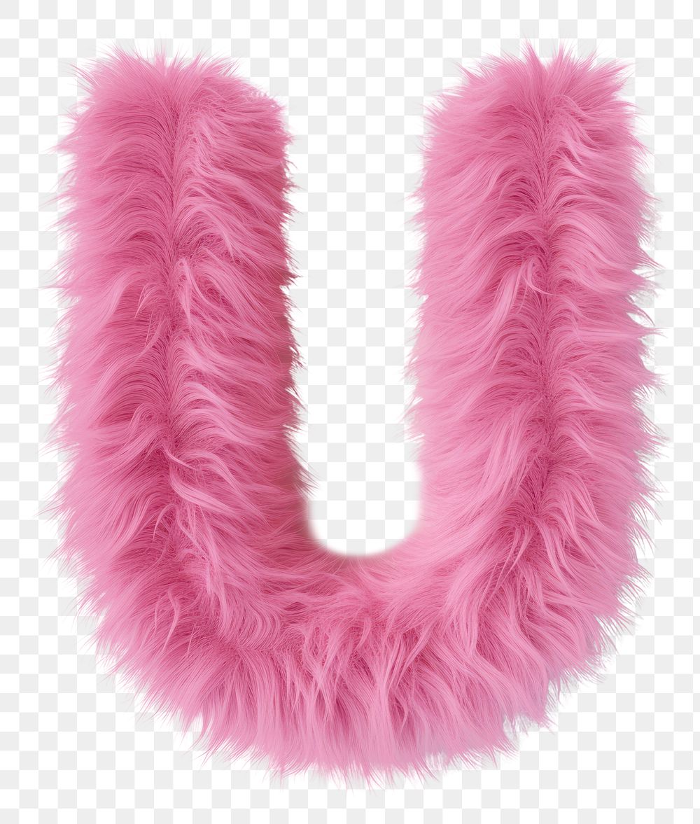PNG  Fur letter U pink white background lightweight.